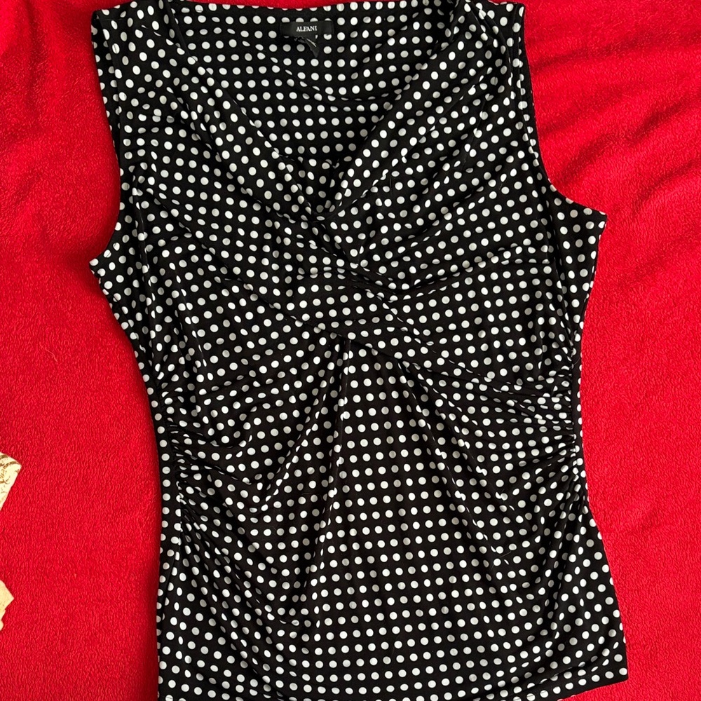 Alfani Black and White Dotted Blouse
